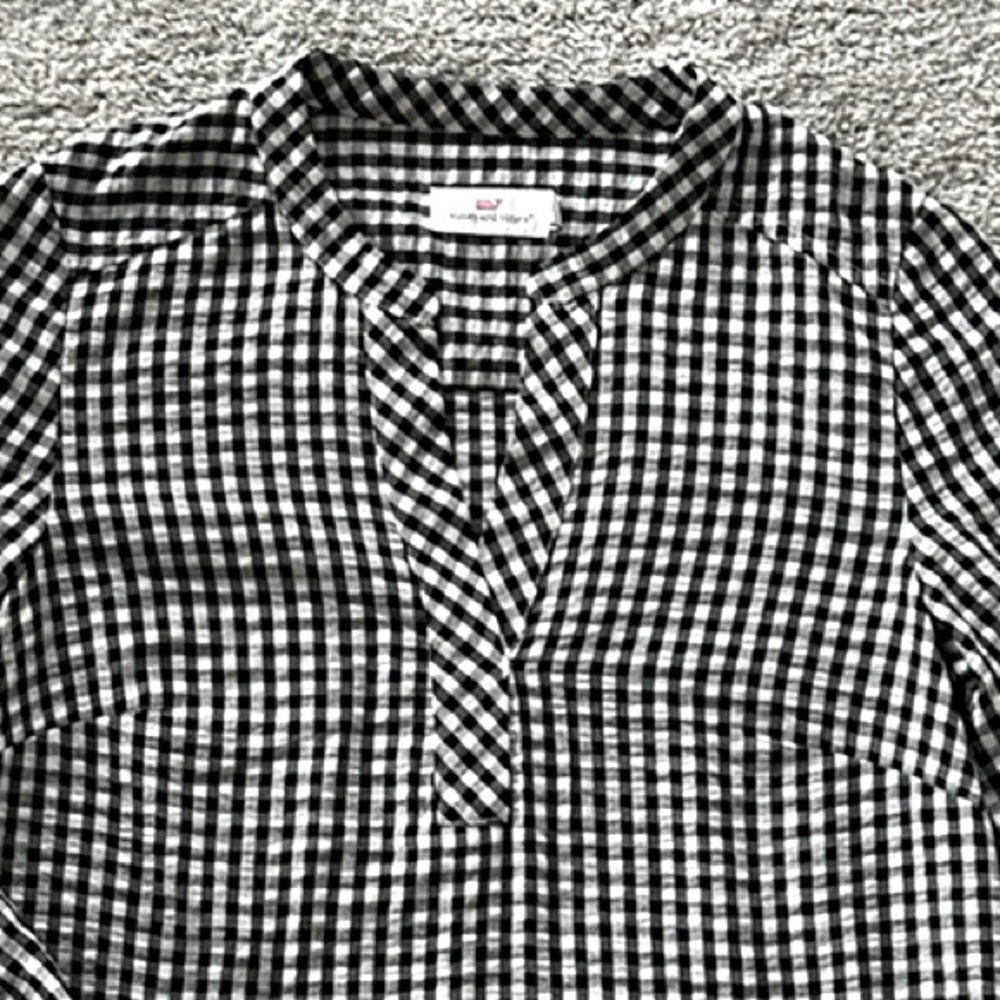 Vineyard Vines Gingham Seersucker Savannah Popover Top - Picture 3 of 8